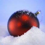 Red Christmas Tree Ornament in Snow